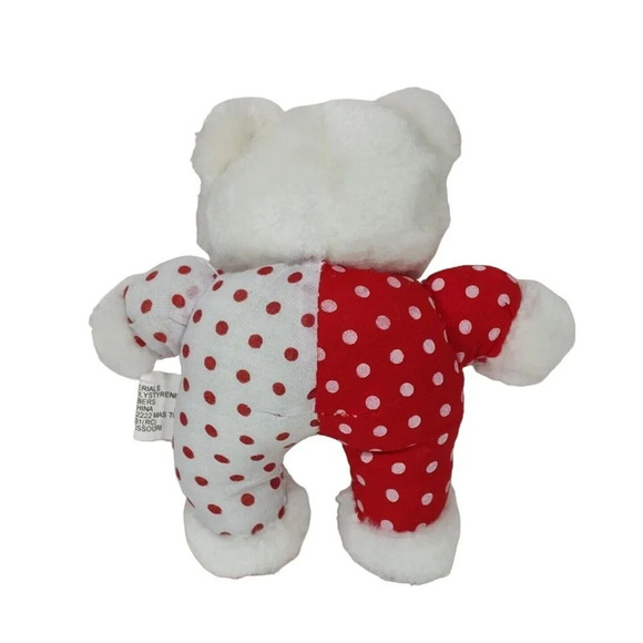 Vintage White Red Polka Dot Mini Teddy Bear Plush Stuffed Animal Toy Christmas - Picture 2 of 4